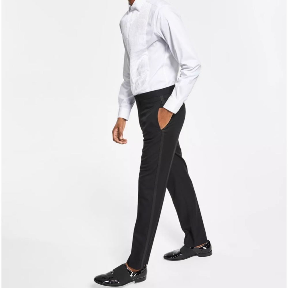 Alfani Men's Slim-Fit Stretch Black Tuxedo Pants, Created for Macy's